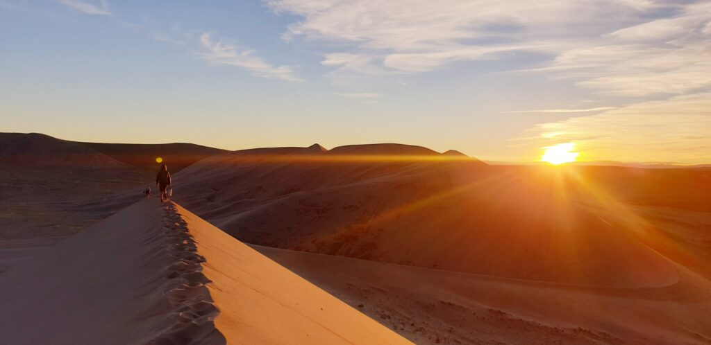 Sun setting on Bruneau Dunes State Park